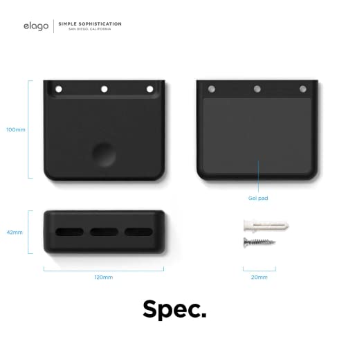 elago Universal Remote Holder Mount Compatible with Apple TV Remote and All Other Remote Controls - Adhesive Tape or Screw Mounting Options, Available Wired Charging [Large] [Black] - color: Black, size: Large