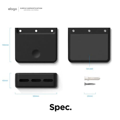 elago Universal Remote Holder Mount Compatible with Apple TV Remote and All Other Remote Controls - Adhesive Tape or Screw Mounting Options, Available Wired Charging [Large] [Black] - color: Black, size: Large