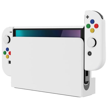 PlayVital AlterGrips Protective Slim Case for Nintendo Switch OLED, Ergonomic Grip Cover for Joycon, Dockable Hard Shell for Switch OLED w/Thumb Grip Caps & Button Caps - color: White