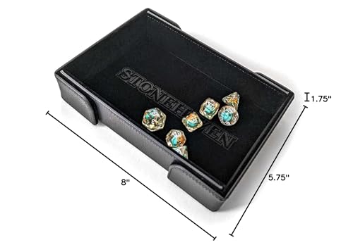 Stonehaven Winter Black Dice Tray - Foldable Magnetic Velvet and PU Leather Rolling Tray for RPG, DND, and Tabletop Games - style: Winter Black