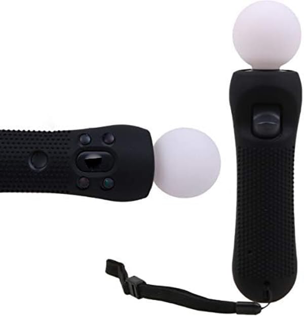 2 pcs Silicone Rubber Cover Anti-Slip Protective Skin Case for PS4 VR Move PS Move Motion Controller Black