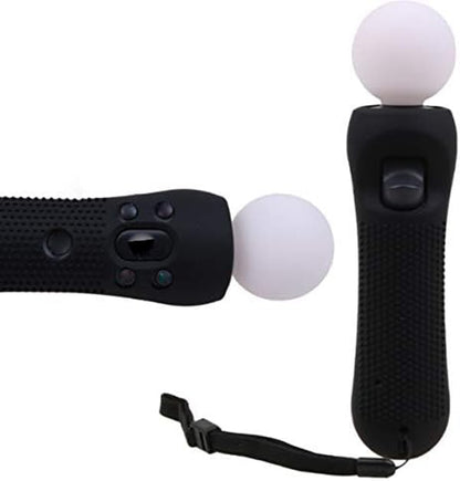 2 pcs Silicone Rubber Cover Anti-Slip Protective Skin Case for PS4 VR Move PS Move Motion Controller Black