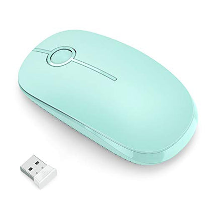 VssoPlor Wireless Mouse, 2.4G Slim Computer Laptop Mouse, Mint Green | Portable Mouse, Plug & Play USB Nano Receiver, Quiet Silent Optical Mice for Notebook, PC, Laptop, Computer, Windows, Mac - color: Mint Green