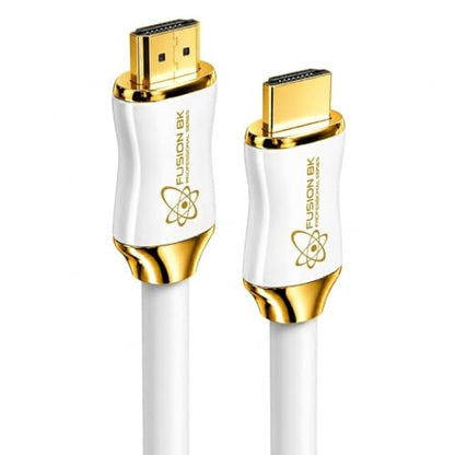 White HDMI 2.1 Cable 15 Feet - Certified 48Gbps 8K@60Hz 4K@120Hz 10K | HDR Dolby Vision eARC | Braided Cord for PS5 Xbox Series X Apple TV 4K - size: 15 Feet