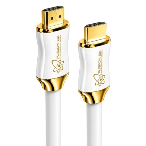 White HDMI 2.1 Cable 15 Feet - Certified 48Gbps 8K@60Hz 4K@120Hz 10K | HDR Dolby Vision eARC | Braided Cord for PS5 Xbox Series X Apple TV 4K - size: 15 Feet
