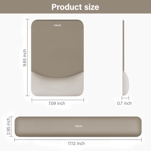 MOSISO Wrist Rest Support Mouse Pad & Keyboard Set, Bronze Brown | Rectangular Ergonomic Mousepad, Non-Slip Base, Home/Office Pain Relief & Easy Typing, Neoprene Cloth & Raised Silicone Lining - color: Bronze Brown