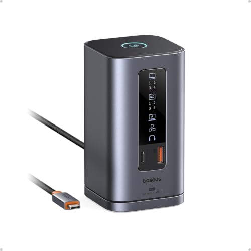 Baseus Spacemate Docking Station, 11-in-1 USB-C Dock for Windows Laptop, Triple Display with 4K HDMI & DP, 10Gbps USB-C & USB-A, Ethernet, Audio, 100W PD Charging for Dell HP Lenovo Acer and More | 2 x HDMI 1 x DP 4K @ 60Hz, 3 x USB-A/C 10 Gbps, 1 Gbps Et