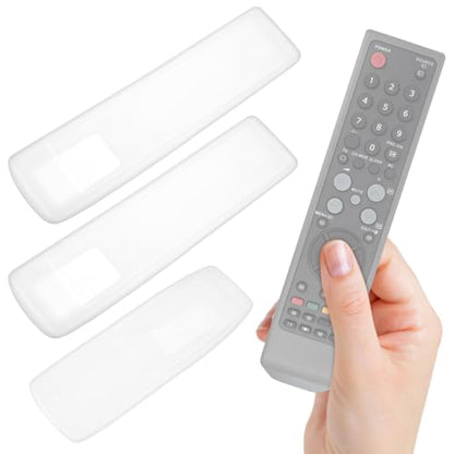 CLISPEED 3 Pcs Remote Control Covers, Transparent Silicone Dust Covers, Protective Sleeves for Television and Air Conditioner Remotes, Detachable and Washable