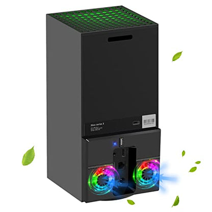 Linkstyle Cooling Fan for Xbox Series X, Vertical Cooling Stand Cooling System with Colorful RGB Lights and 1 USB Port - color: RGB Light