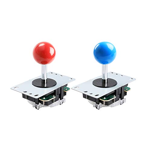2-Player DIY Arcade Kit USB to Joystick Arcade DIY Parts Kit For PC, Windows, MAME, Raspberry Pi - 2x Zero Delay USB Encoder + 2x Arcade Joystick + 20x Arcade Buttons Color: Red + Blue