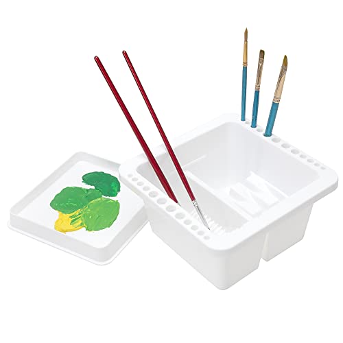 MyLifeUNIT Paint Brush Cleaner, Paint Brush Holder and Organizers for Acrylic, Watercolor, and Water-Based Paints (White) - color: White