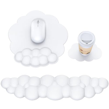 MOKURU Cloud Mouse Pad with Wrist Rest, Cloud Keyboard Wrist Rest, Mouse Pad Wrist Support, Ergonomic Keyboard Mouse Wrist Support White - color: White