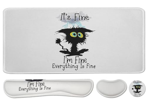 Large Mouse Pad Set, Cute Extended Mouse Pad+Keyboard Wrist Rest Support Desk Pad Memory Foam Ergonomic Easy Typing - It's Fine - color: It's fine