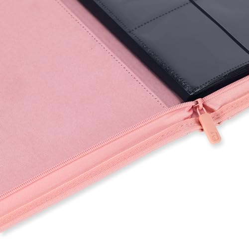 Vault X 12 Pocket Zip Trading Card Binder 480 Cards Exo-Tec (Pink) | Holds 480 standard-size TCG cards in 20 side-loading 12-pocket pages. Padded, water-resistant Exo-Tec cover. - color: Pink, size: 12 Pocket