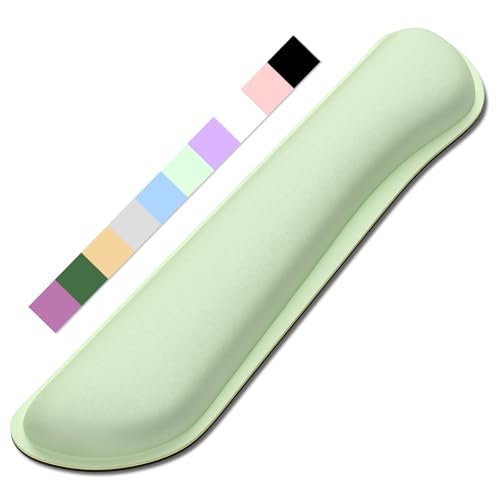 Dapesuom Enlarge Keyboard Wrist Rest, Memory Foam Keyboard Wrist Cushion for Computer Desk Mats Support, Typing Pain Relief Ergonomic Mouse Pad Rests with Non-Slip Base for Gaming, Laptop, Lake Green - color: Lake Green, size: 17 x 3.6 x 1 inches