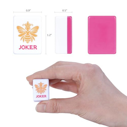 American Mahjong Set with 160 Engraved Tiles, 4 Racks, Mahjongg Bag and Accessories, Mahjong Tile Set for Beginners (Mah-Jongg) - style: Magenta(With Racks)