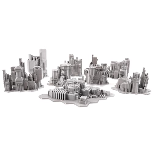 Tabletop Terrain 6mm Sci-Fi Cityscape Bundle 2 with Hexes for Miniatures Games Such as Epic Battletech Adeptus Titanicus (Bundle 2 with Hexes) - size: Bundle 2 with Hexes