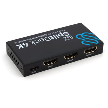Sewell SplitDeck 4K, 4K 60Hz HDMI Splitter with Downscaling to 1080p, 1x2 | 4K 60Hz, Downscaling to 1080p - Automatic, Downscaling, and EDID modes - size: 1x2