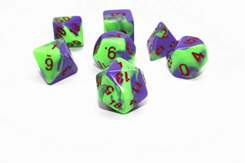 DND Dice Set Purple & Green RPG Polyhedral Dice Fit Dungeons and Dragons(D&D) Pathfinder MTG Tabletop Role Playing Game 7-Die Dice Set - color: Green&purple