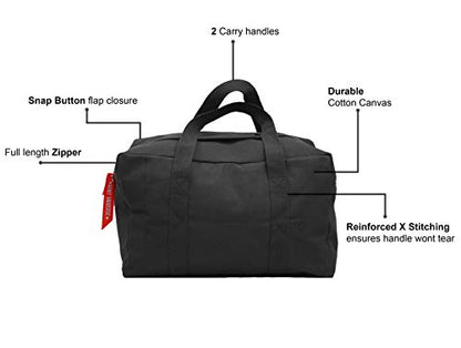 Tactical Parachute Cargo Bag SMALL Cotton Canvas Carry Bag, 19" x 12" x 11" - Black - color: Black, size: Small (19" x 12" x 11")