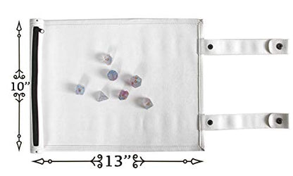 Forged Dice Co Scroll Dice Tray and Rolling Mat with Zippered Dice Holder - Storage Pouch Holds up to 14 Metal or Plastic Polyhedral Dice - Compatible with DND and Dungeons & Dragons Game Dice - color: White
