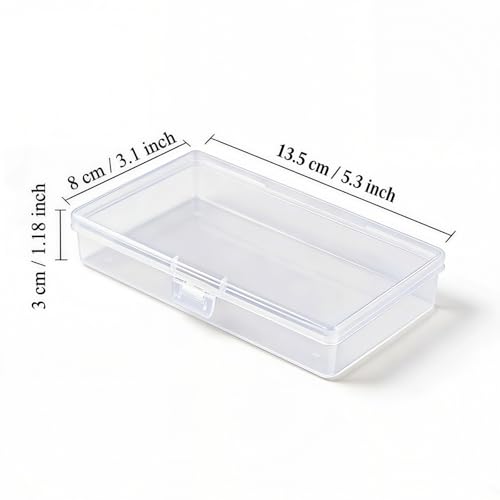 12 Pack Rectangular Clear Plastic Storage Containers | 5.3 x 3.1 x 1.18 inch, Hinged Lid, For Beads and Small Craft Items - size: 5.3 x 3.1 x 1.18 inch