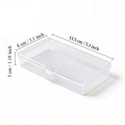 12 Pack Rectangular Clear Plastic Storage Containers | 5.3 x 3.1 x 1.18 inch, Hinged Lid, For Beads and Small Craft Items - size: 5.3 x 3.1 x 1.18 inch