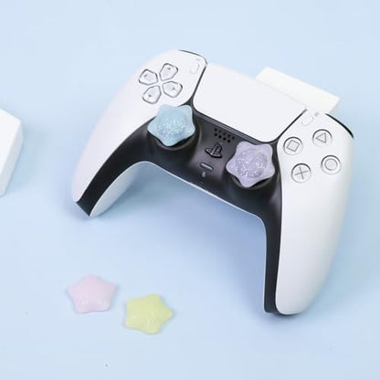 Glitter Star Switch 2 Joycon Thumb Grips Caps, 4 PCS Cute Kawaii 3D Silicone Analog Thumbstick Button Cover for PS5/PS4, Xbox Series X/S, Xbox One, Switch PRO Controller Joystick Caps - color: Multicolor Star for NS2