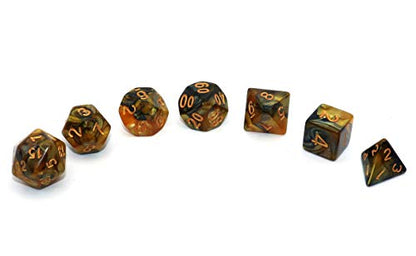 DND Polyhedral Dice for Dungeon and Dragons D&D RPG Role Playing Games Gold Black Dice with Dice Bag - color: Brown Mix Black