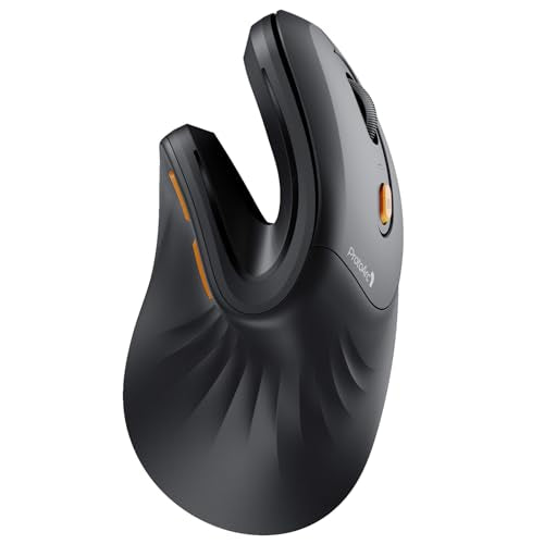 ProtoArc EM11 NL Wireless Ergonomic Vertical Mouse, Rechargeable, Black | 58° vertical design supports a natural wrist posture, connect 3 devices via Bluetooth/2.4G USB-A, 500mAh USB-C rechargeable. - color: Black