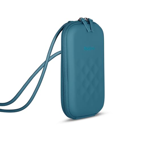 Rollink Nano EVA Hard-Shell Phone Case Crossbody Bag – Compact Travel Organizer, Water-Resistant, Adjustable Strap | Quick-access layout - color: Deep Lagoon