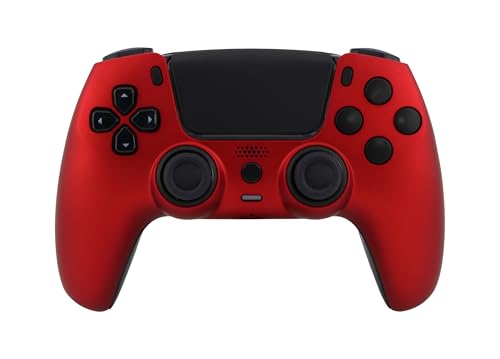 Crazy Controllerz Custom Wireless Controller for PS5 with Z-Touch™ Seamless Soft Touch Front Shell and Z-Grip™ Comfort Zones - Metallic Red - color: METALLIC RED