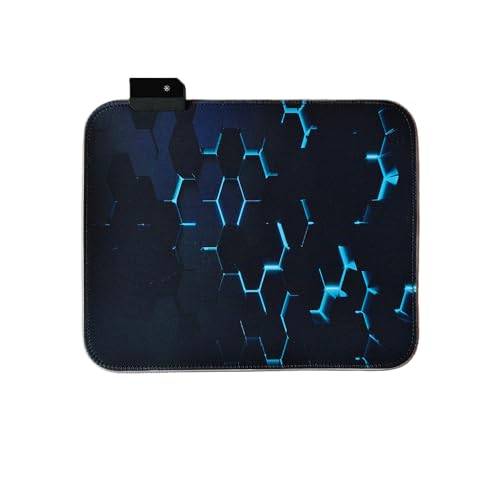 RGB Gaming Mouse Pad, XXL Extended LED Desk Mat with Cool Black Hexagon Honeycomb Pattern, Non-Slip Base & 14 Lighting Modes, Soft Keyboard Mat Compatible with Laptop, PC & Computer Setup
