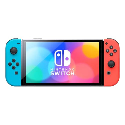 Nintendo Switch OLED with Signature Series Travel Case | Vivid 7” OLED Screen with 64 GB Internal Storage, Enhanced Audio, and Wide Adjustable Stand (Neon Blue and Red) - color: Neon Blue and Red