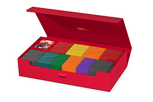 Ultimate Guard Omnihive 1000+, Deck Case for 1000 Double-Sleeved TCG Cards + 2 removable Trays, Red, Magnetic Closure & Microfiber Inner Lining - color: Red