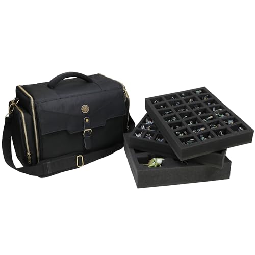 ENHANCE Wide Base Miniature Carrying Case - Mini Figure Storage fits 58 Minis & Pick & Pluck for Large Figures - Book Sleeve & 2 Accessory Pockets for Measuring Tape, Dice & More (Large - Wide Base) - size: Large (58 Slots), style: Wide Base Minis