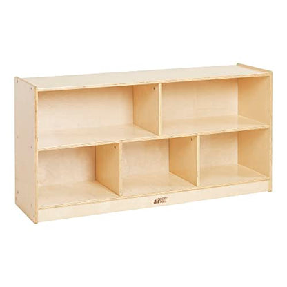 ECR4Kids 5-Compartment Mobile Storage Cabinet, Toddler, Classroom Furniture, Natural - color: Natural