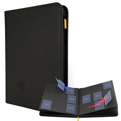 Card Guardian - 9 Pocket Premium Black Card Binder with Zipper for 360 Cards - Trading card binder with Side Loading Pockets for Trading Card Games -TCG Binder (Black) - color: Black