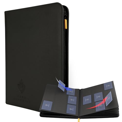 Card Guardian - 9 Pocket Premium Black Card Binder with Zipper for 360 Cards - Trading card binder with Side Loading Pockets for Trading Card Games -TCG Binder (Black) - color: Black