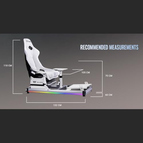 Thermaltake GF500 Flight Simulator Cockpit, Compatible with Thrustmaster-Logitech-Turtle Beach-Virtual Fly-VKB-Virpil-Winwing, Pedals and Controls not Included, PC & Console, Snow, GSC-F50-CPASWH-01