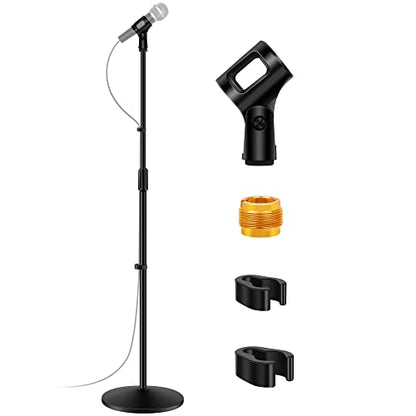 InnoGear Mic Stand Microphone Stand Floor with Weighted Base for Singing | Height Adjustable, Detachable, Portable for Travel, Stable Base, Work with Blue Yeti Shure SM58 Samson Q2U Fifine K669B - style: Twist Clutch 34" - 60"