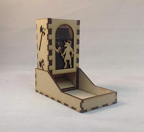 Minotaur Mini Dice Tower v1 Smoke Acrylic Window Laser Cut MDF Unique Gift