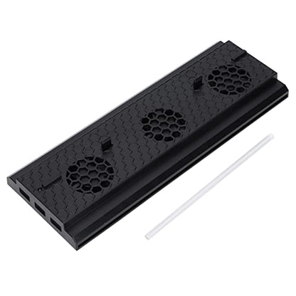 Vertical Gaming Console Cooling Stand with Light Bar for One X, 3 Fans, USB Hub Charging Ports, Decorative Design, ABS Material