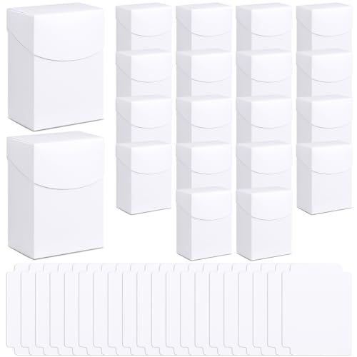 Zhehao 40 Pieces Deck Card Boxes with Dividers Include 20 Trading Card Boxes with 20 Dividers Games Storage Organizer for Trading Games Family Game Party Supplies (White) - color: White