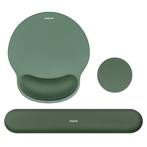 MOSISO Wrist Rest Support for Mouse Pad&Keyboard Set, Midnight Green | Circle Curved Ergonomic Mousepad Non-Slip Base Home/Office Pain Relief&Easy Typing Pad with Soft Cloth&Silicone Lining - color: Midnight Green