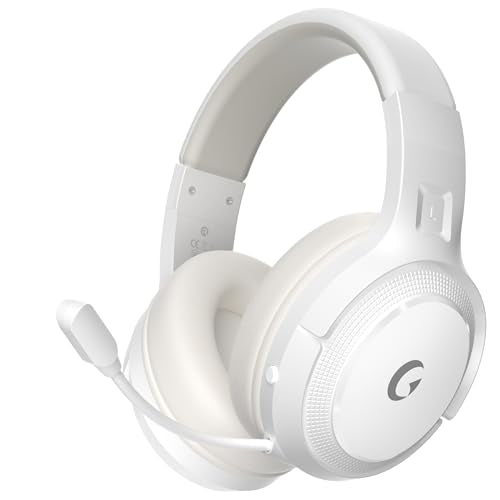 AOC Wireless Gaming Headset for PS5, PS4,PC, 2.4GHz Gaming Headphones | Bluetooth 5.3, 360° Noise Cancelling Mic, 20ms Low-Latency, 50+Hr Battery, 53mm Speaker, 3D Surround Sound, Type-C- White