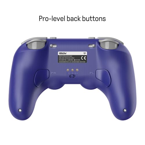 8Bitdo Pro 3 Bluetooth Controller with Charging Dock - Purple | Swappable ABXY Buttons, TMR Joysticks, Hall Effect Triggers, Back Buttons, Switch/Switch 2, Windows, Apple, SteamOS, Android - color: Purple