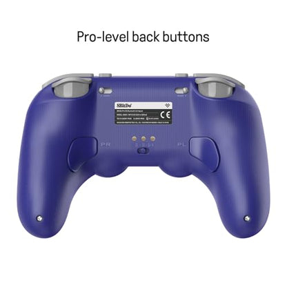 8Bitdo Pro 3 Bluetooth Controller with Charging Dock - Purple | Swappable ABXY Buttons, TMR Joysticks, Hall Effect Triggers, Back Buttons, Switch/Switch 2, Windows, Apple, SteamOS, Android - color: Purple