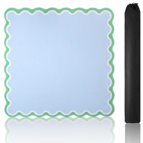 TIASUSAN Blue Mahjong Mat (31.5” x 31.5”) with Black Carrying Bag, Anti-Slip, Noise-Reducing Mahjong Mat for Table, Poker, Board Games, Dominoes, and Card Games - color: Blue