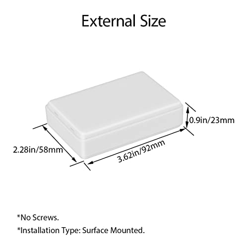 LeMotech Project Box 5 Pieces ABS Plastic Electrical Project Case Small Junction Box for Electronics White 3.62 x 2.28 x 0.90 inch (92 x 58 x 23 mm) - color: 5 pieces, size: 3.62"x 2.28"x 0.90"